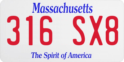 MA license plate 316SX8