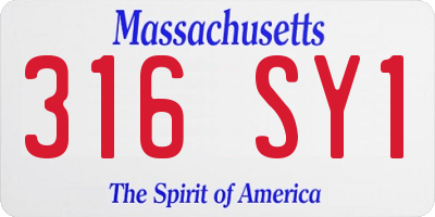 MA license plate 316SY1
