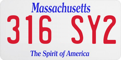 MA license plate 316SY2