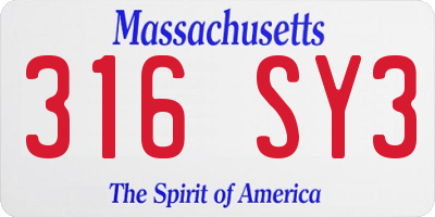 MA license plate 316SY3