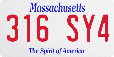 MA license plate 316SY4
