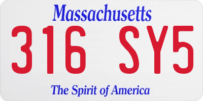 MA license plate 316SY5