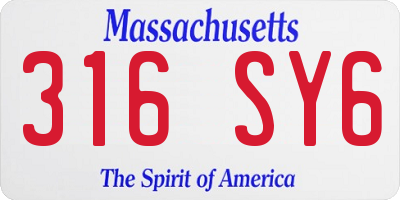 MA license plate 316SY6
