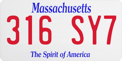 MA license plate 316SY7