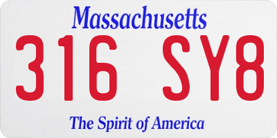 MA license plate 316SY8