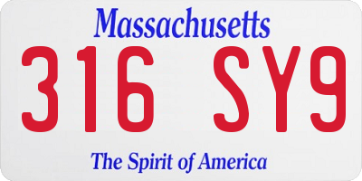 MA license plate 316SY9