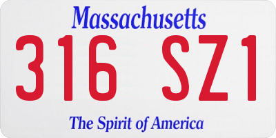 MA license plate 316SZ1