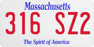 MA license plate 316SZ2
