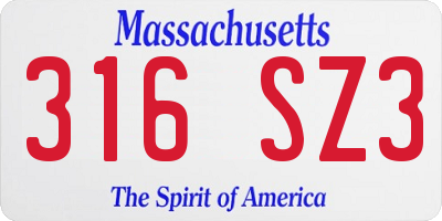 MA license plate 316SZ3