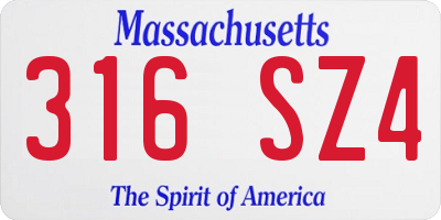 MA license plate 316SZ4