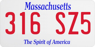 MA license plate 316SZ5