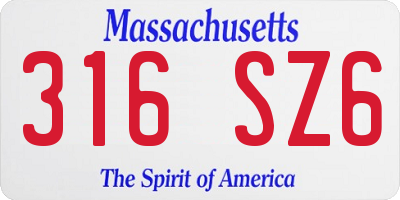 MA license plate 316SZ6
