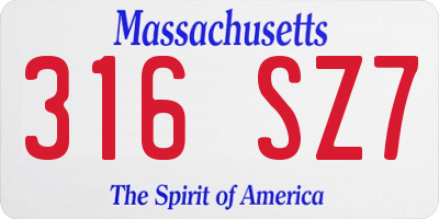 MA license plate 316SZ7