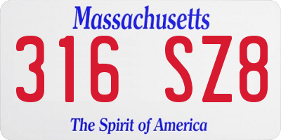 MA license plate 316SZ8