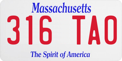 MA license plate 316TA0