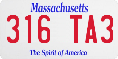 MA license plate 316TA3