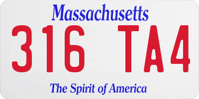 MA license plate 316TA4