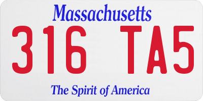 MA license plate 316TA5