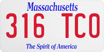 MA license plate 316TC0