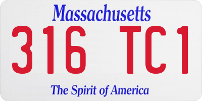 MA license plate 316TC1