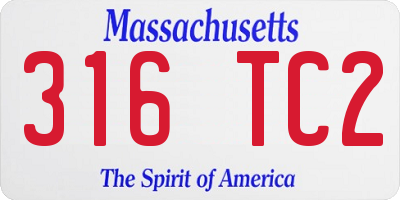 MA license plate 316TC2