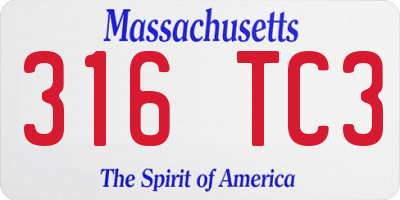 MA license plate 316TC3
