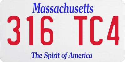MA license plate 316TC4