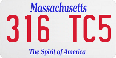 MA license plate 316TC5