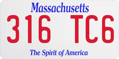 MA license plate 316TC6