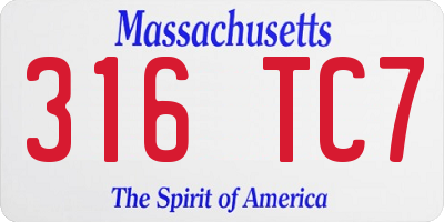 MA license plate 316TC7