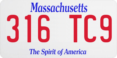 MA license plate 316TC9