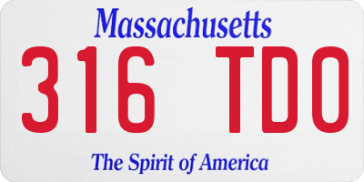 MA license plate 316TD0