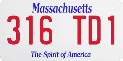MA license plate 316TD1