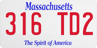 MA license plate 316TD2
