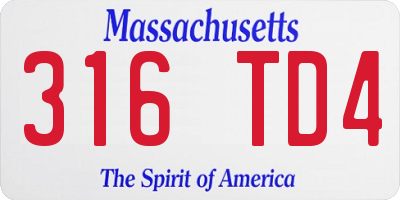 MA license plate 316TD4