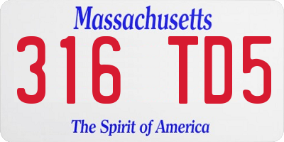 MA license plate 316TD5