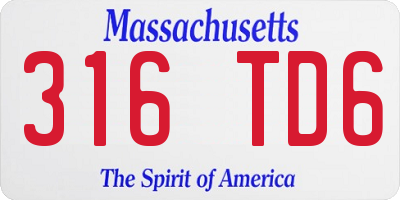 MA license plate 316TD6