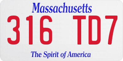 MA license plate 316TD7