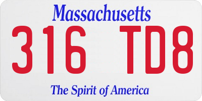MA license plate 316TD8