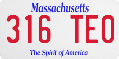 MA license plate 316TE0