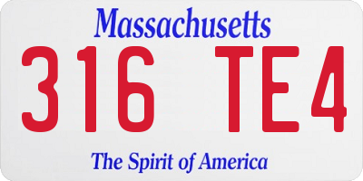 MA license plate 316TE4