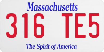 MA license plate 316TE5