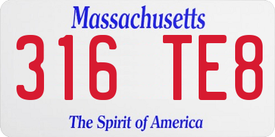 MA license plate 316TE8