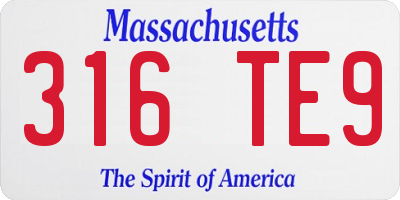 MA license plate 316TE9
