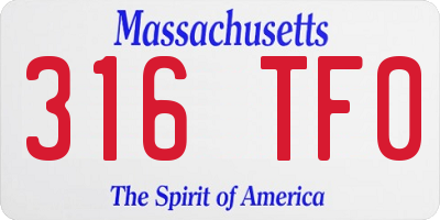 MA license plate 316TF0