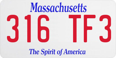 MA license plate 316TF3