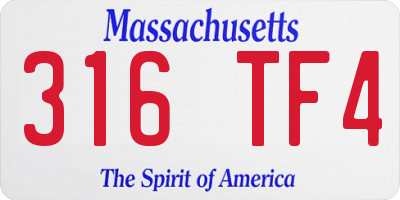 MA license plate 316TF4