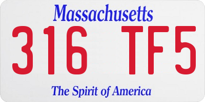 MA license plate 316TF5