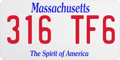 MA license plate 316TF6