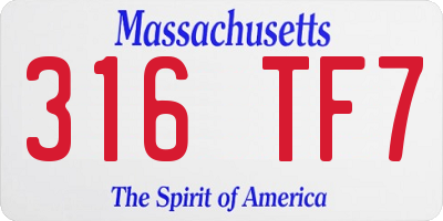 MA license plate 316TF7